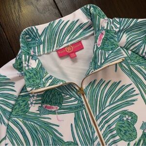Kaeli Smith Green and Pink Charlie Quarter Zip Pullover M Medium NWOT